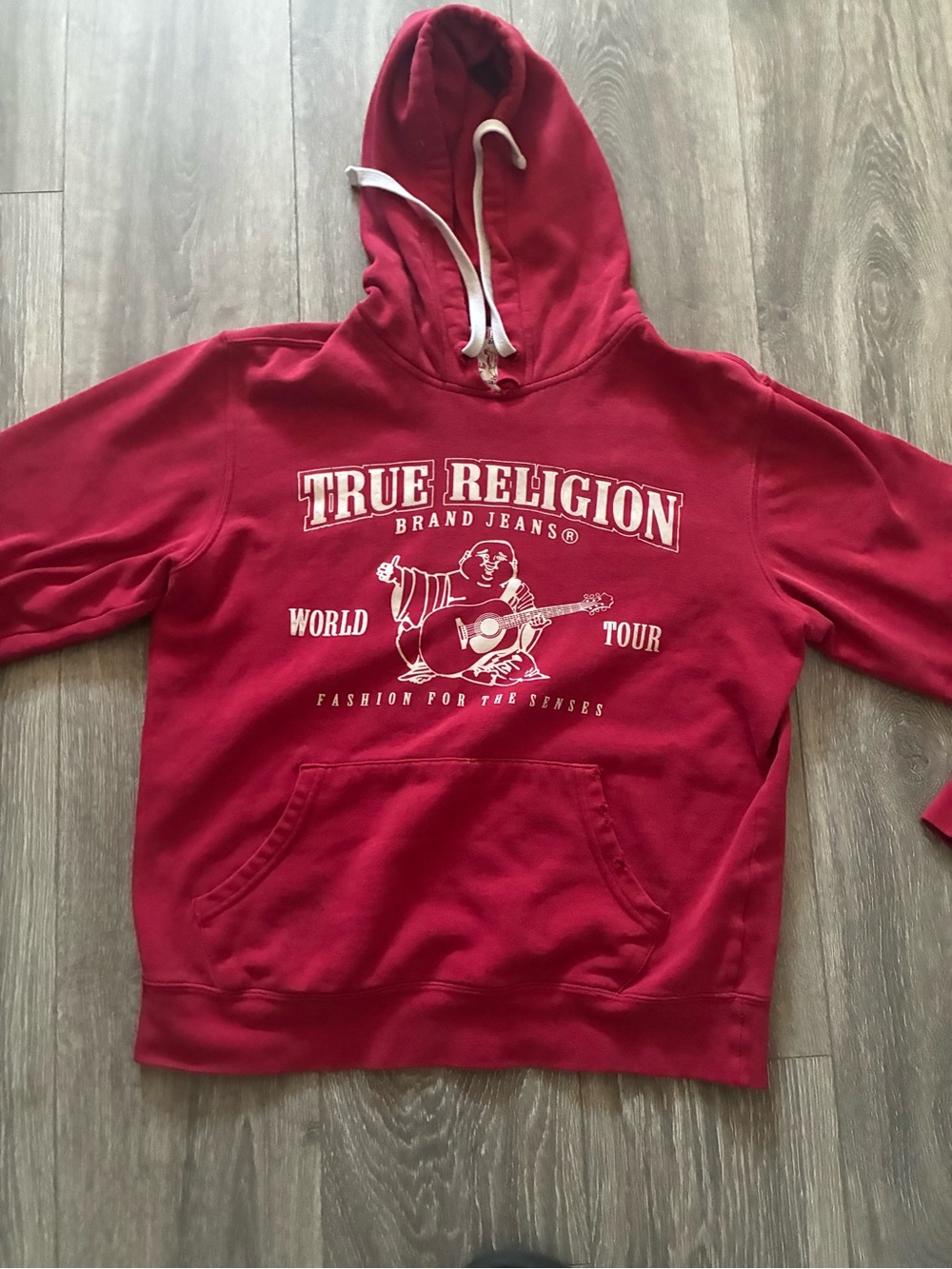 True Religion Men's Red Hoodie with Graphic Logo